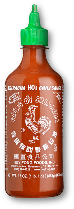 Huy Fong Túóng Ót Sriracha Garlic Hot Sauce bottle
